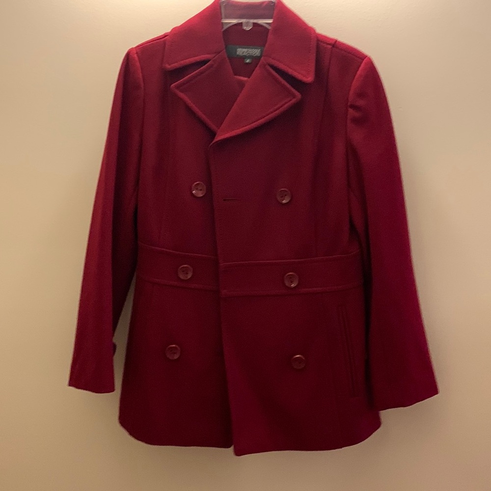 Kenneth Cole‎ Reaction Women Red Pea Coat Size 4